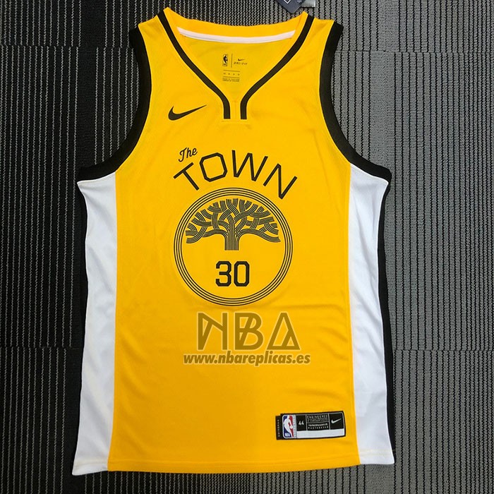 Camiseta Golden State Warriors Stephen Curry NO 30 Earned Amarillo